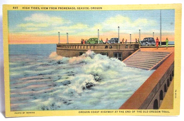 1940 Postcard High Tides, View From Promenade Seaside Or Cars, Crowd Unused
