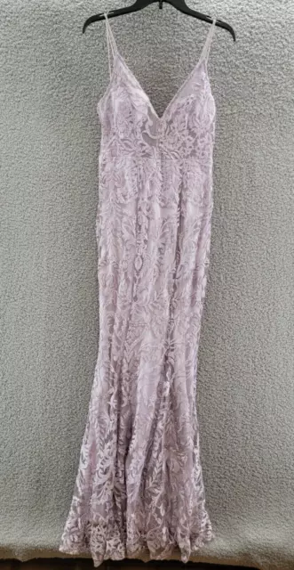 Speechless Embroidered V-Neck Illusion Gown Junior's 5 Mauve /Lavender Back Zip