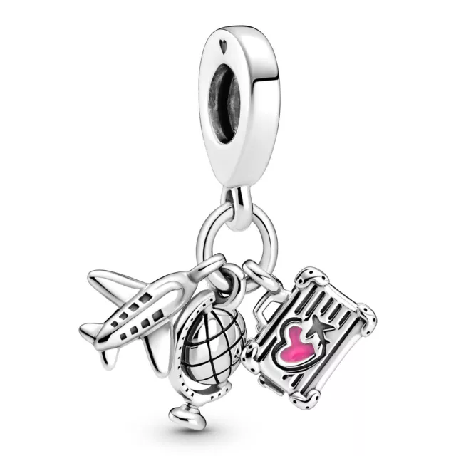 PANDORA Schmuck Charm-Anhänger Flugzeug, Globus und Koffer 799435C01