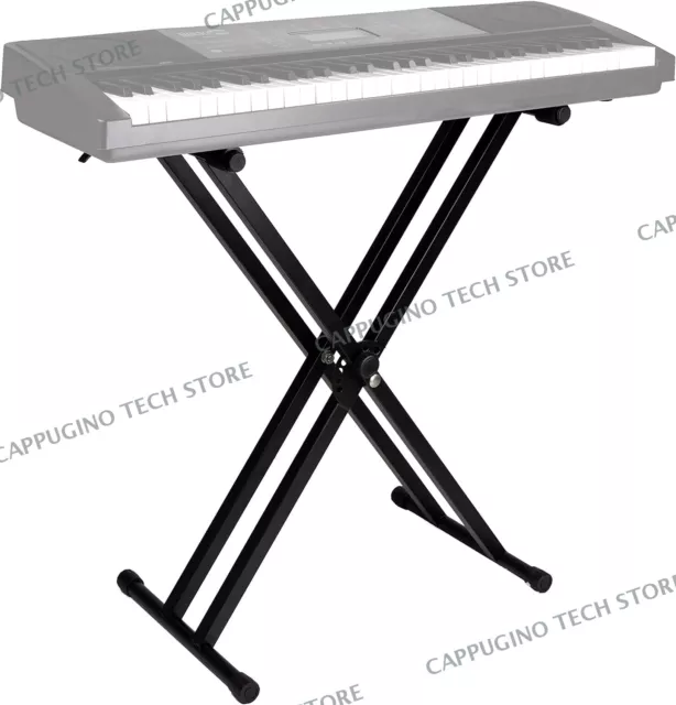 Folding Double Braced Stage X Style Adjustable Music Piano Keyboard Stand Height 2