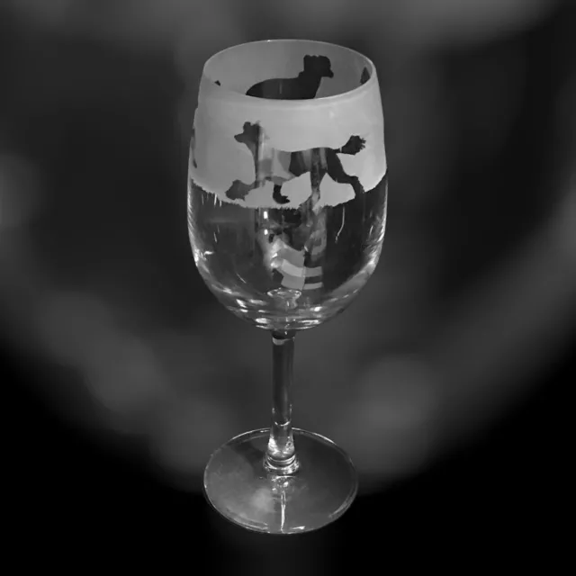 CHINESE CRESTED (Hairless)  Frieze Boxed 35cl Crystal Wine Glass