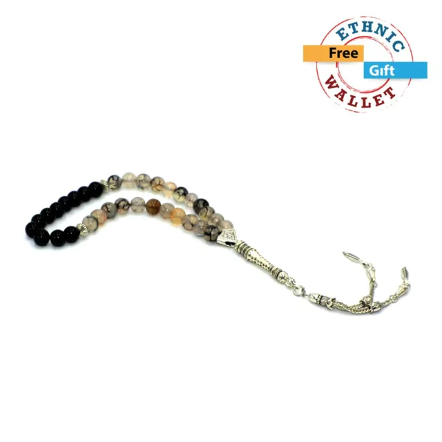 Dragon Veins&Black Agate Stone Prayer Beads-Tesbih-Tasbih-Tasbeeh -8 mm 33 bead-