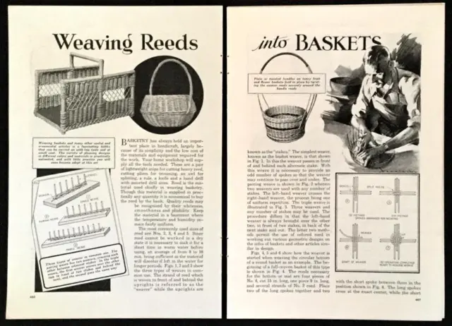 Weaving Reed Baskets 1934 vintage HowTo INFO Instructions