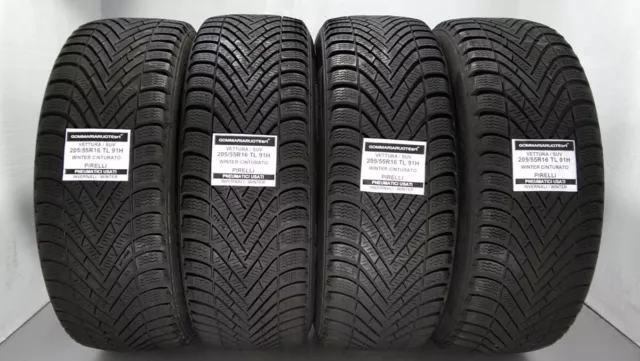 4 Pneumatici Usati 205/55R16 91H W Cint Pirelli Gomme Invernali 55% 2018