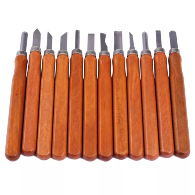 12pcs Wood Carving Chisel Sculpture Knife Gouges Woodworking Carpentry Tool Set=