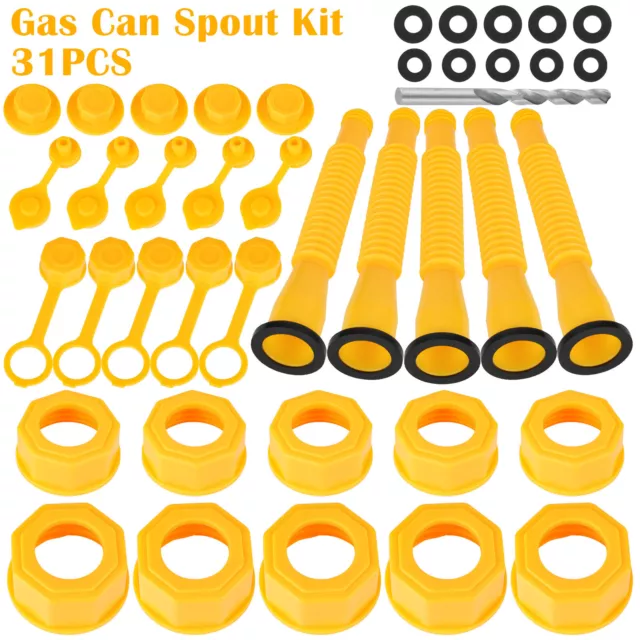 31X Gas Can Spout Kit Nozzle Vent Replacement For Plastic Gas Cans Old Style Cap