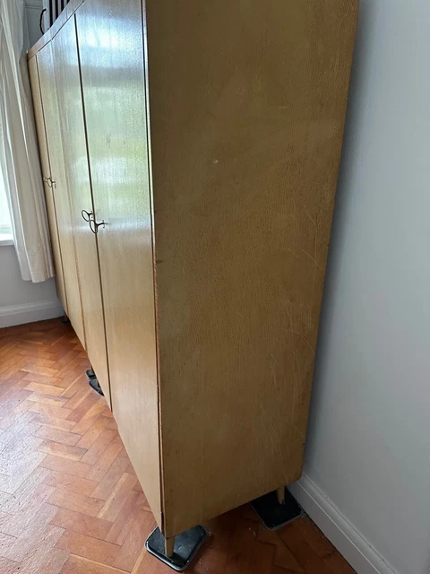 Vintage Mid Century Modern Large X2 Double Wardrobe In French Walnut by Wrigton 2