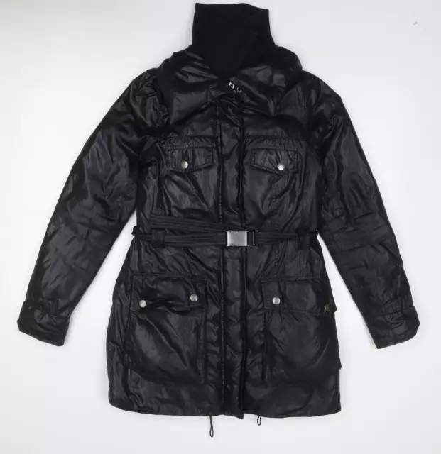 DKNY Womens Black Overcoat Coat Size S Zip