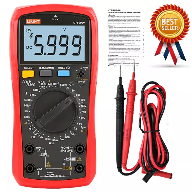 UNI-T UT890D+ Digital True RMS Handheld Multimeter REL AC/DC Frequency Tester ⊕I