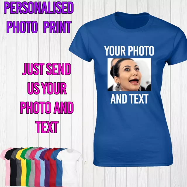 Personalised Photo Printed Ladies T-Shirt Womens Custom Print Hen Do Party Top