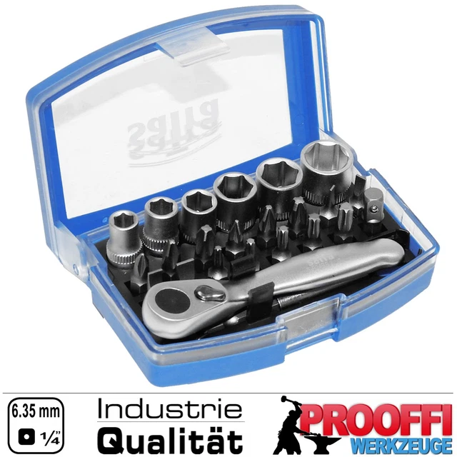 TACTIX Ratschen-Bit & Stecknuss-Set 57-teilig – Inkl. Aufbewahrungsbox, Chrom-Vanadium-Stahl, Für Profis & Heimwerker