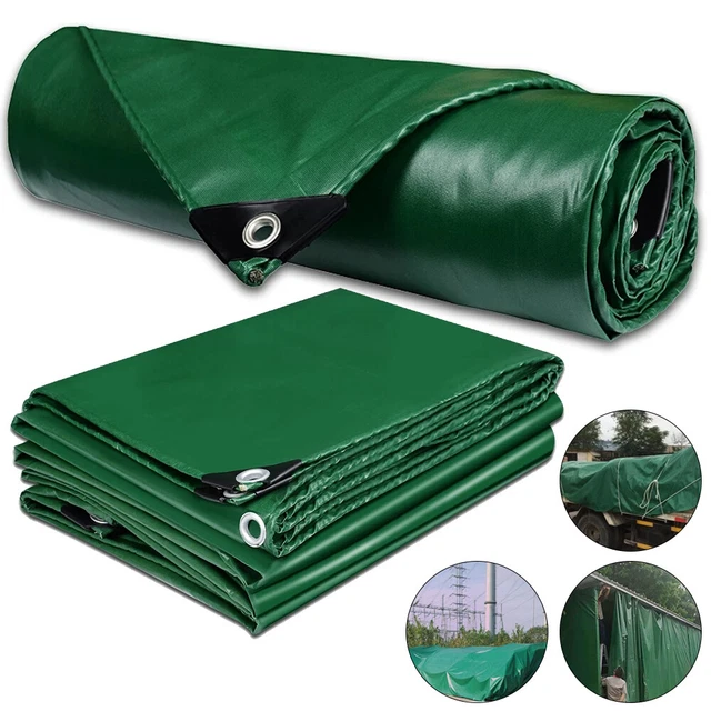 Abdeckplane plane Schutzplane mit Ösen extra stark - 450 g/m² PVC LKW Plane Grün