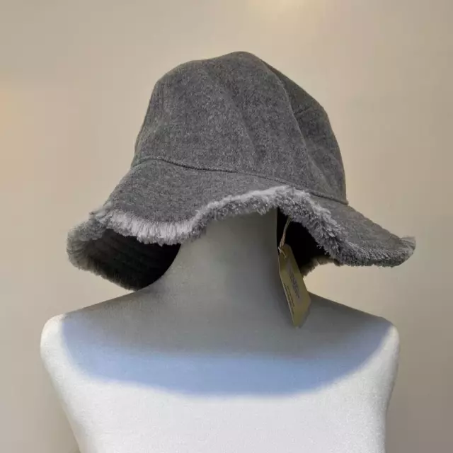 Hat Attack Gray Frayed Edge Bucket Hat NWT