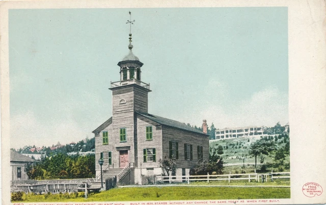 MACKINAC ISLAND MI - Old Mission Church Postcard - udb (pre 1908)