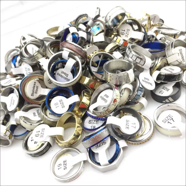 Wholesale Ring Bulk 5-100pcs/Lot Mens Womens Fashion Stainless Steel Band Rings