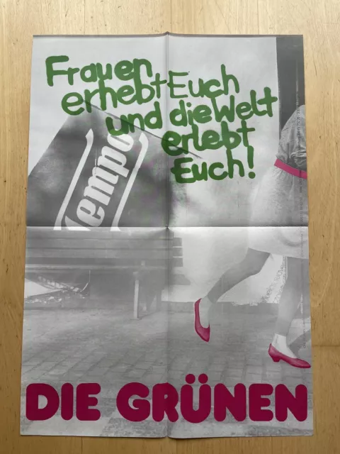 Wahlplakat die Grünen 80er Jahre - Frauen erhebt Euch und die Welt -DIN A1