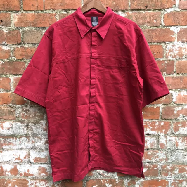 90’s Nike Golf Men’s Shirt XL Short Sleeve Button Up Red Stretch Dri-Fit Vintage