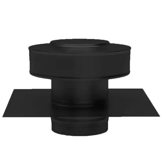 Roof Jack Vent Cap Round Back Static 4 in. Aluminum Black Bathrooms Range Hoods