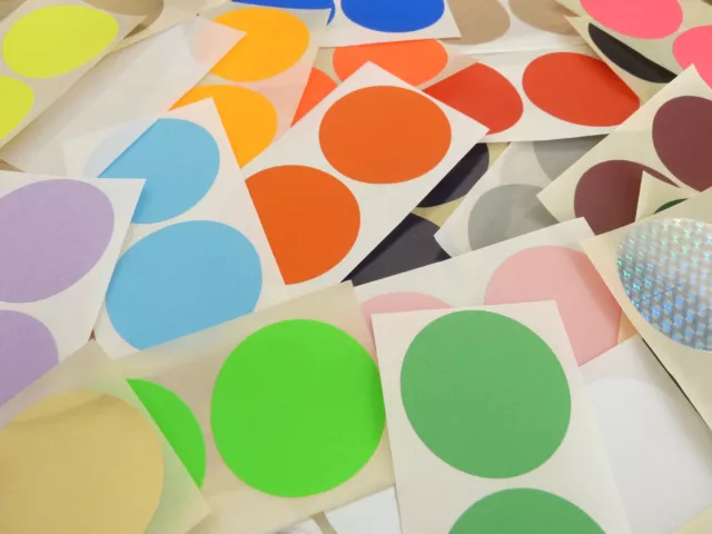 50mm, 2 Inch, Round, Circular Colour Code Stickers, Coloured  Sticky Labels