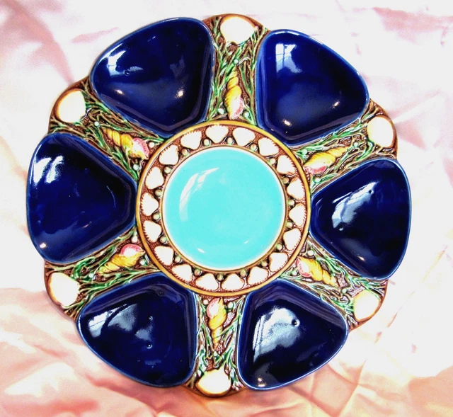 Exquisite Minton Antique Oyster Plate ~ Majolica ~ Cobalt Exquisite Minton Antique Oyster Plate ~ Majolica ~ Cobalt