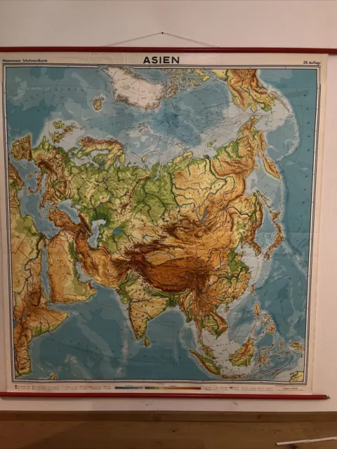 Schulwandkarte ASIEN China Indien Sowjetunion Rollkarte Poster XXL Wall map