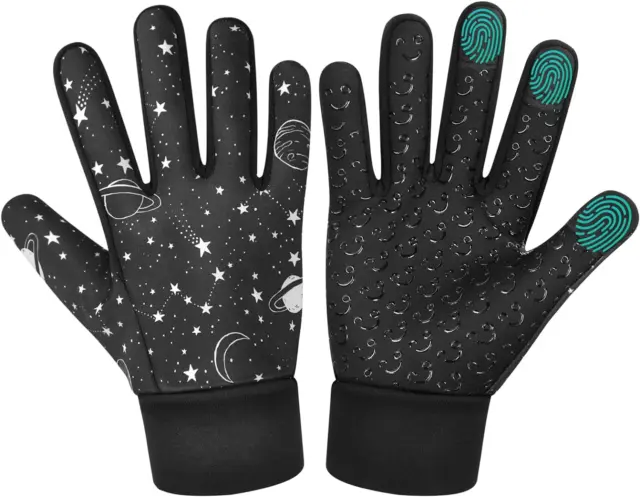Kids Warm Winter Gloves: Boys & Girls Windproof Thermal Three Finger Touchscreen