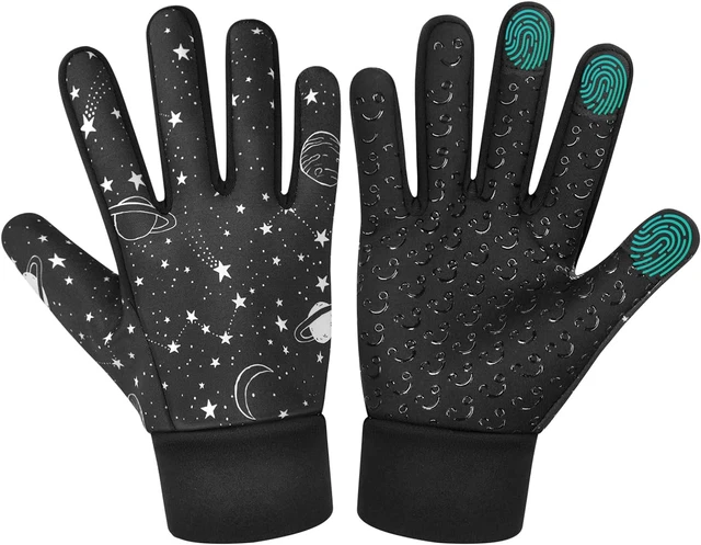 Kids Warm Winter Gloves: Boys & Girls Windproof Thermal Three Finger Touchscreen