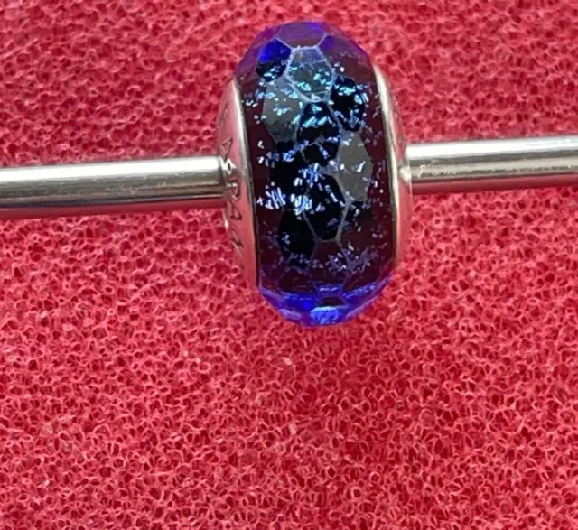 Genuine Pandora Iridescent Blue Faceted Murano Glass Charm  S925 ALE 💕  x 1