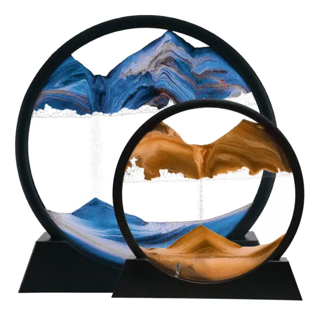 Moving 3D Sand Art Picture Round Glass Hourglass Deep Sea Sandscape Home Decor 2
