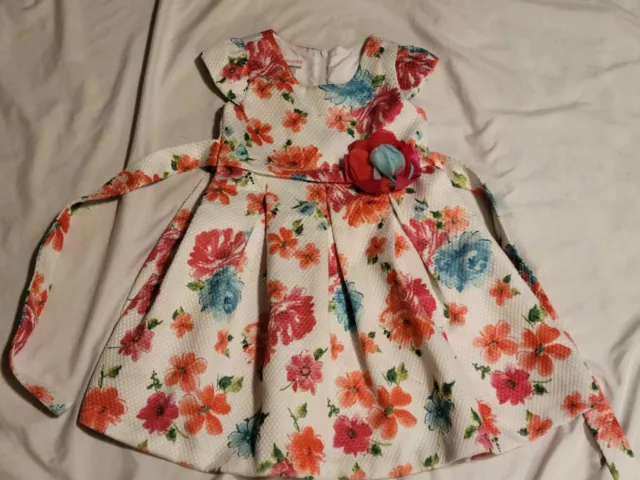 Bonnie Jean baby girls  Dress 4t Floral Cap Sleeves Euc