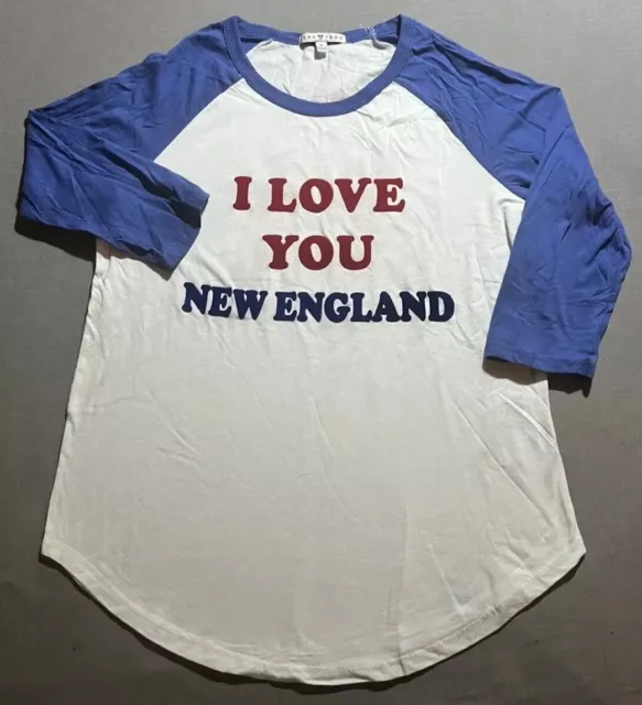 New England Patriots I Love You Junk Food Shirt Women's Medium Blue 3/4 Sleeve