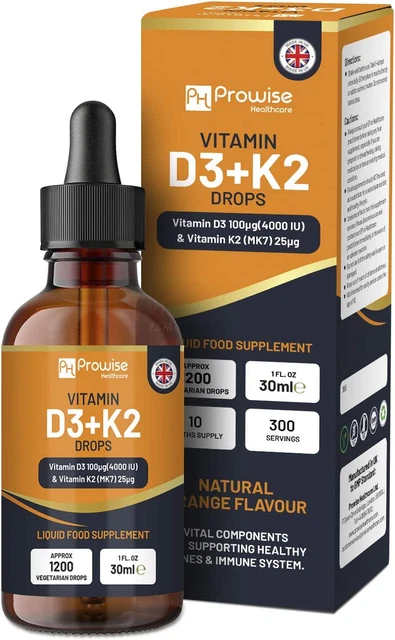 Vitamin D3 4000Iu + K2 MK7 25Μg I Orange Liquid Drops I High Strength 4000Iu D3