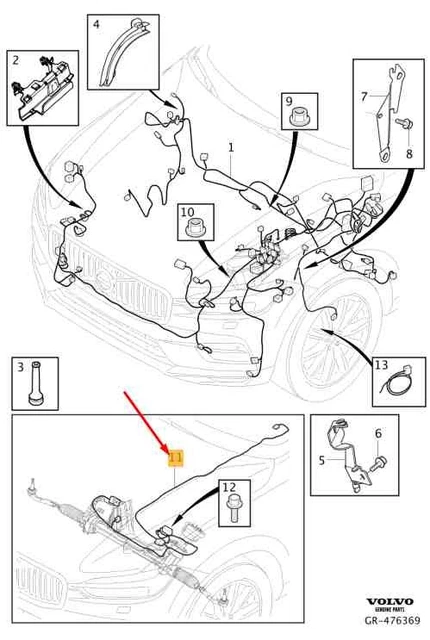VOLVO XC60 MK2 Electric Power Steering EPAS Wiring Harness LHD 32254153 ...