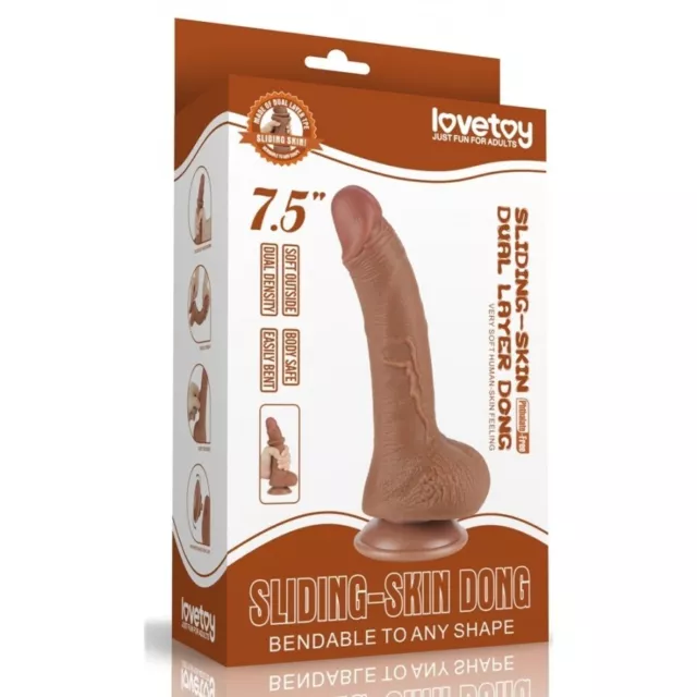 Sextoys - Gode à ventouse - Gode à ventouse Sliding Skin 14, x 3,5 cm marron