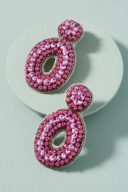 Anthropologie Celeste Jeweled Drop Earrings, Pink