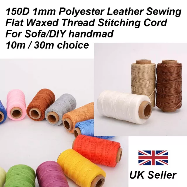 1mm Polyester Leather 150D Sewing Flat Waxed Thread / Stitching Cord For DIY