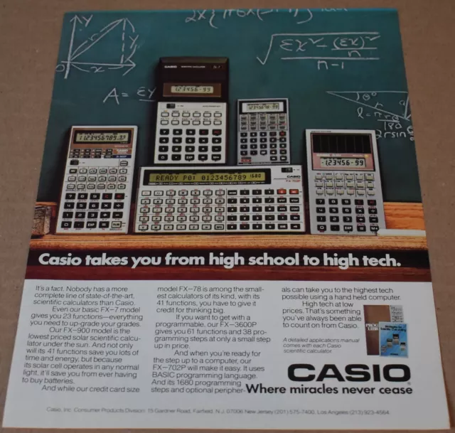 1982 Print Ad Casio FX- 7 FX-900 Fx-78 FX-3600P FX-702P Calculator Programming