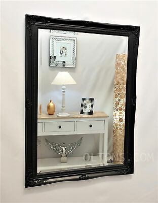 French Style Ornate Vintage Antique Design Bevelled Wall Mirror 60x90cm Black 3