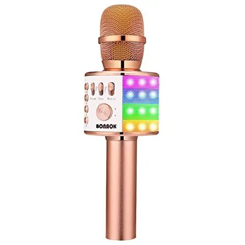 BONAOK Wireless Bluetooth Karaoke Microphone3-in-1 Portable Handheld Karaoke