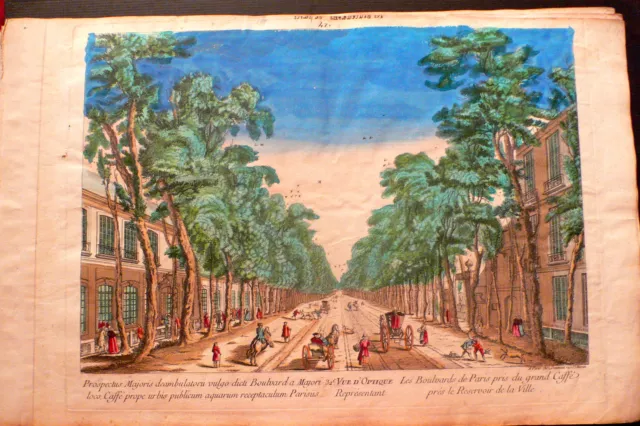 LES BOULEVARDS DE PARIS VUE DU GRAND CAFE (VUE D'OPTIQUE FIN XVIII éme).