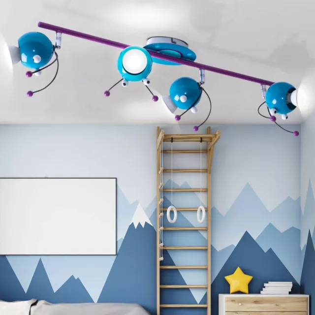 Kinderleuchte Deckenlampe Spotleiste 4x LED Kinder Spotstrahler Käferkopf Spots