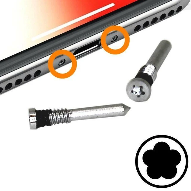 2 x Schraubensatz für iPhone X Pentalobe Schrauben Screw für Backcover Silber