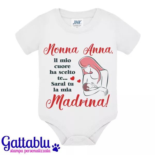 Body Neonato Personalizzabile - Maschietto [NOME PERSONALIZZATO] vuoi  essere la mia Madrina? - Idea Regalo - T-shirteria