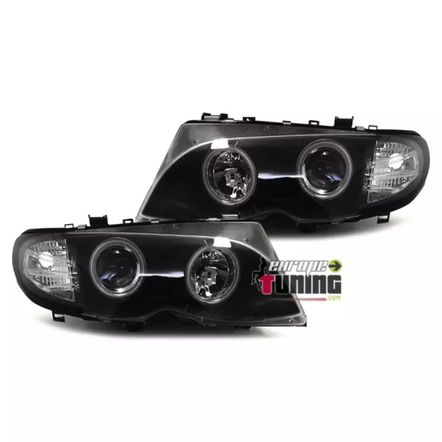 PHARES NOIRS ANNEAUX LED CCFL FEUX ANGEL EYES LOOK XENON VOLKSWAGEN VW GOLF  4 (03674) - EuropeTuning