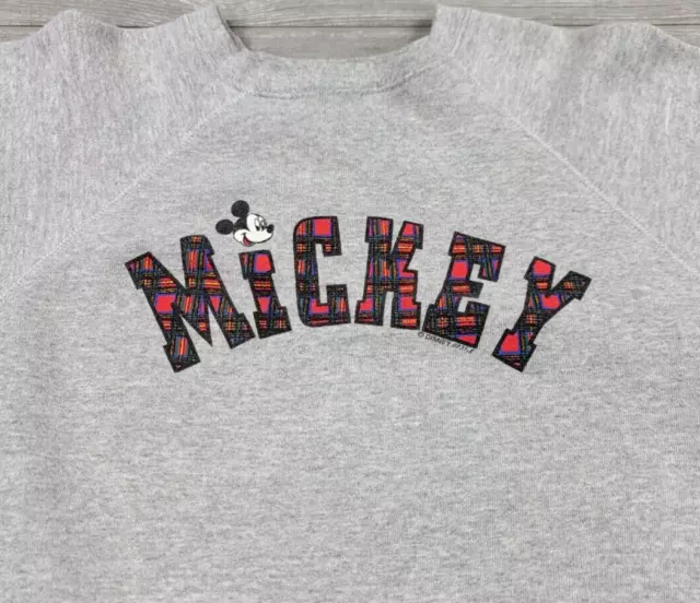 Vtg Mickey Mouse Sweatshirt Crewneck Mickey Unlimited Gray Woman's L Cropped USA 3