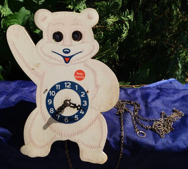 Vintage 1950s TEDDY SNOWCROP Weight Driven Clock - Parts Repair - Advertising