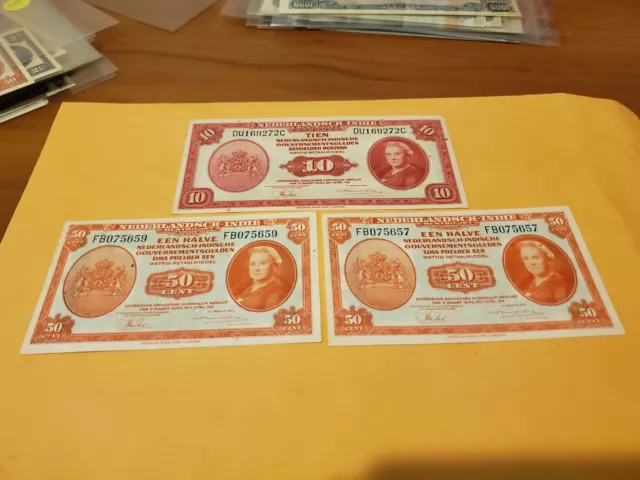 Netherlands indies 3notes set all gem UNC