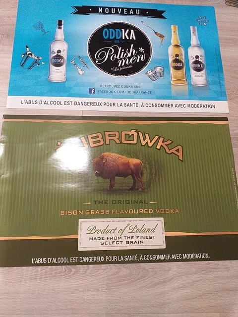 Lot 2 Affiches Vodka Oddka Zubrowka 72cm X 44cm