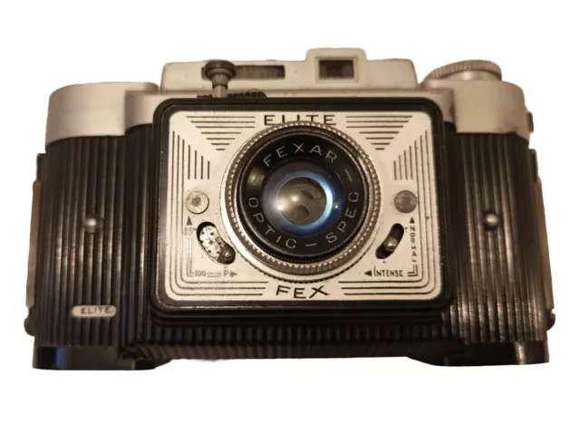 Ancien appareil photo argentique de collection Élite Flex etuis en cuir