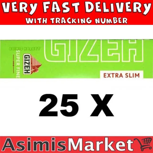 Gizeh Extra Slim Super Fine Rolling Papers Cut Corners 25 Packs No Box 66 Sheets
